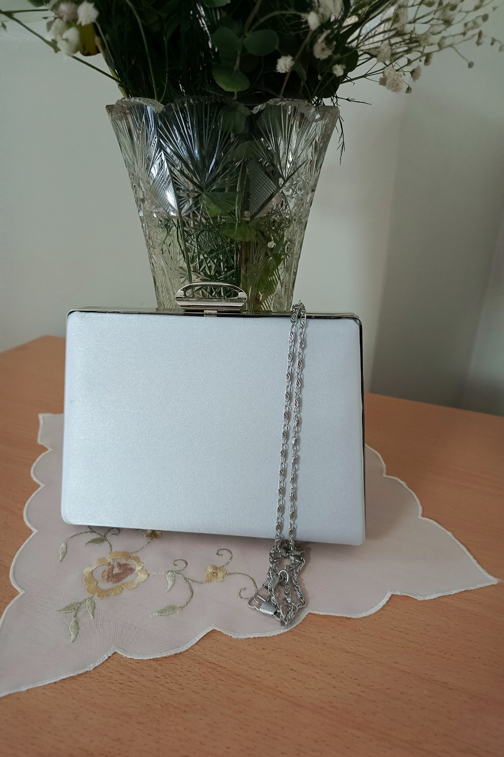 Silver Laser Stone Embellished Evening Bag - Special Design
