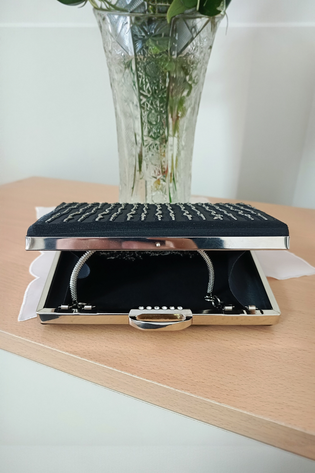 Black Laser Stone Embellished Evening Bag - Special Design