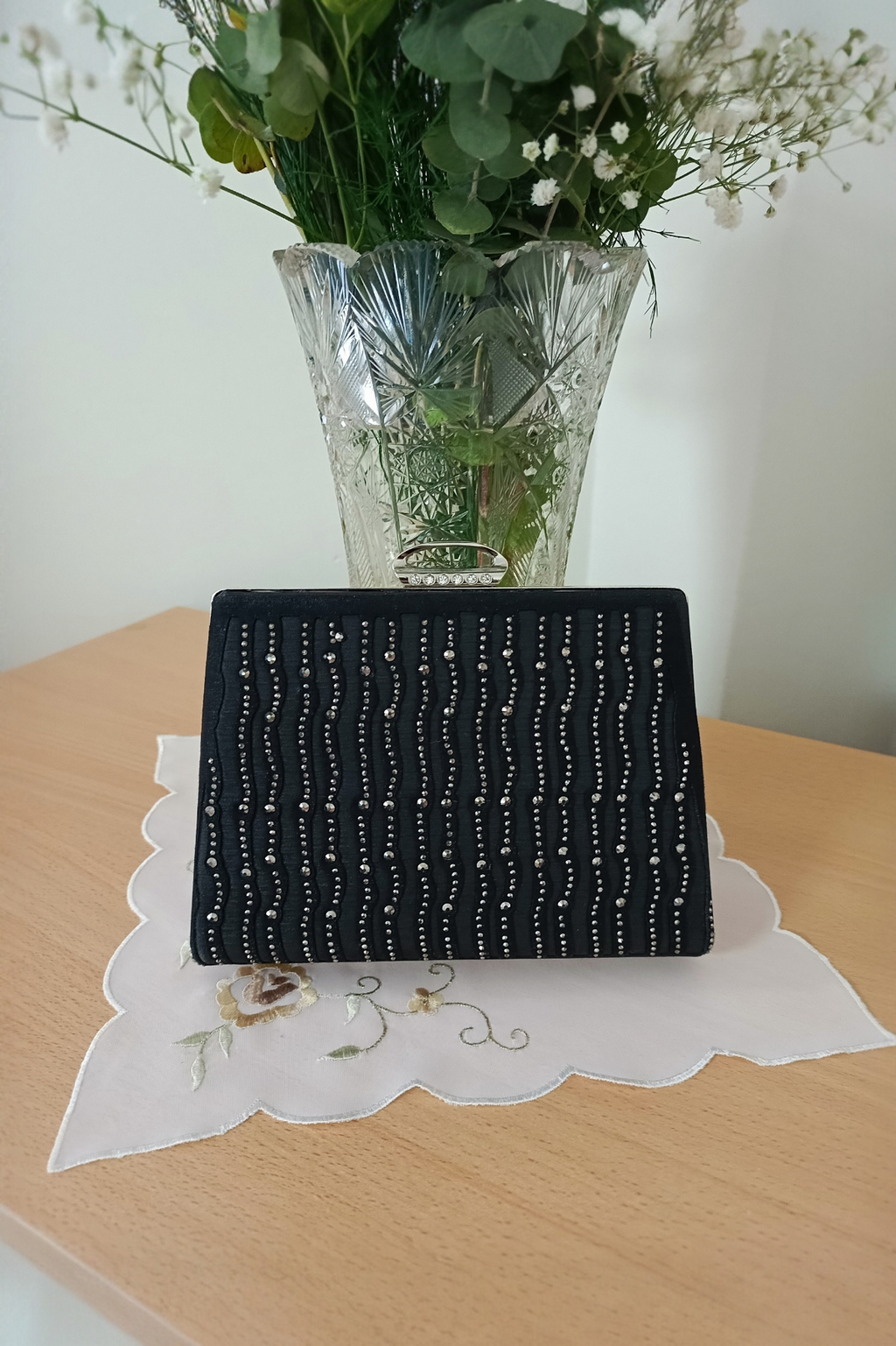 Black Laser Stone Embellished Evening Bag - Special Design