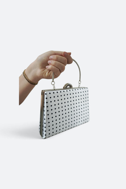 Beige Abendtasche mit Tupfen
