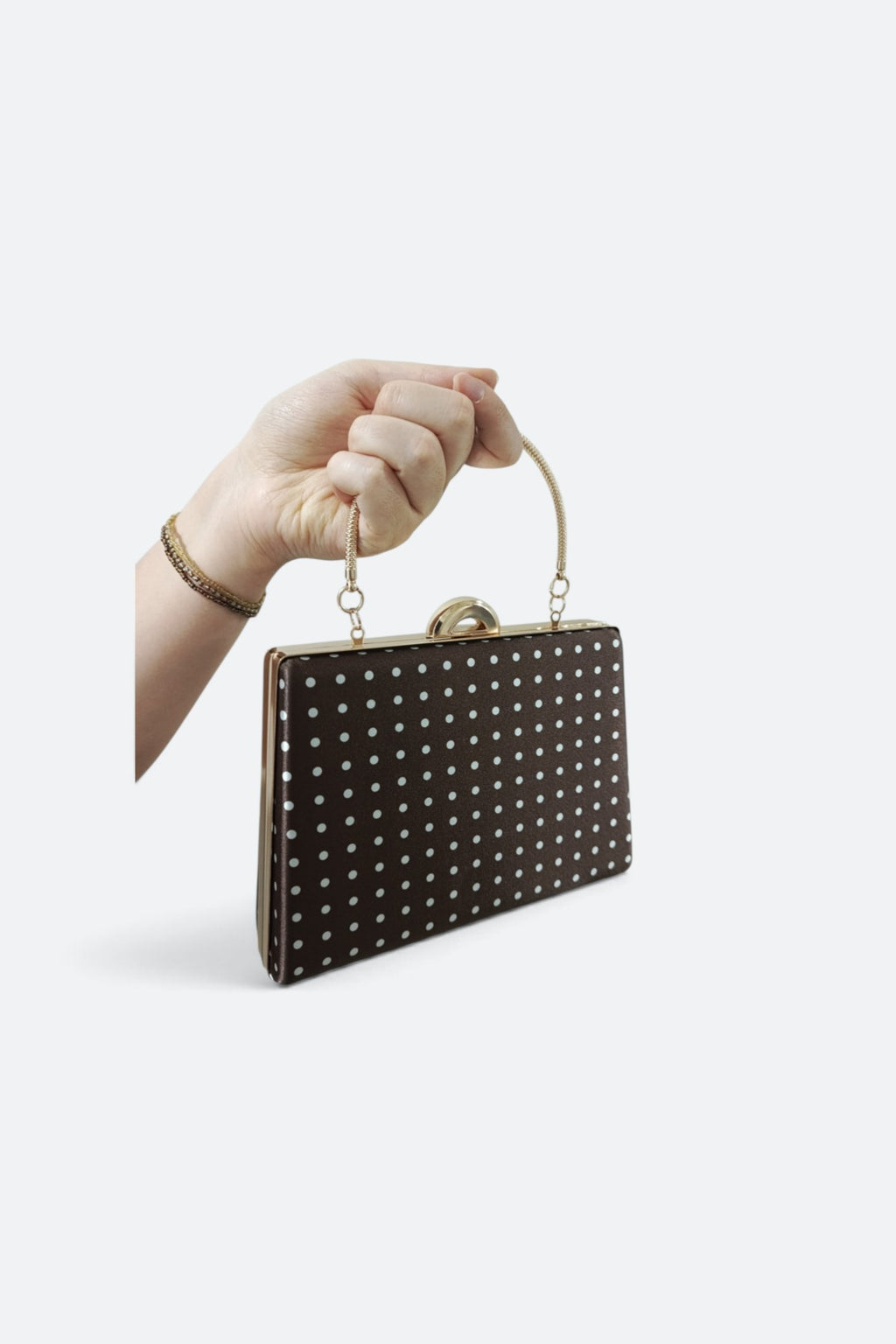 Braune Abendtasche mit Tupfen