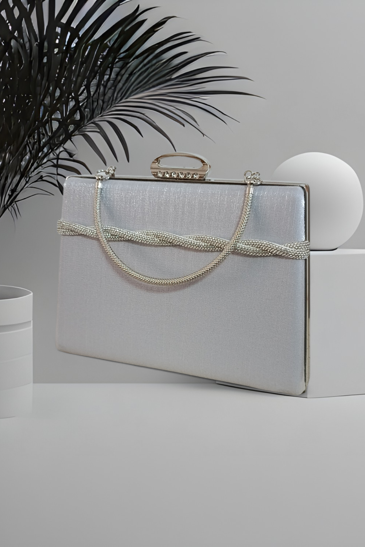 Silver Embellished Evening Bag - Custom Design