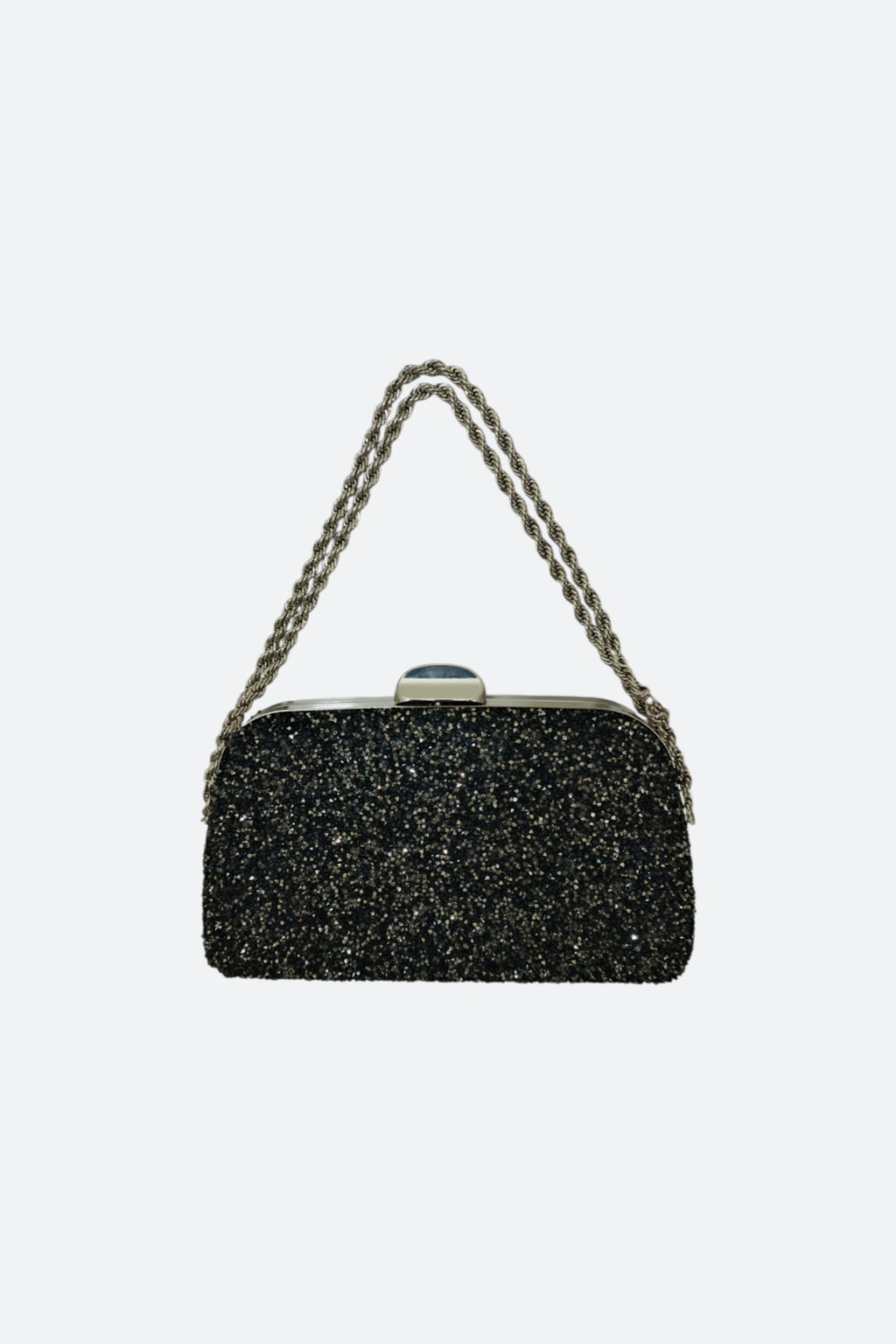 Crystal-Embellished Evening Bag with Chain Strap