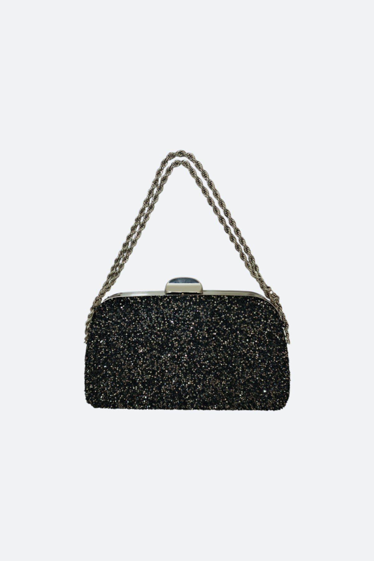 Crystal-Embellished Evening Bag with Chain Strap