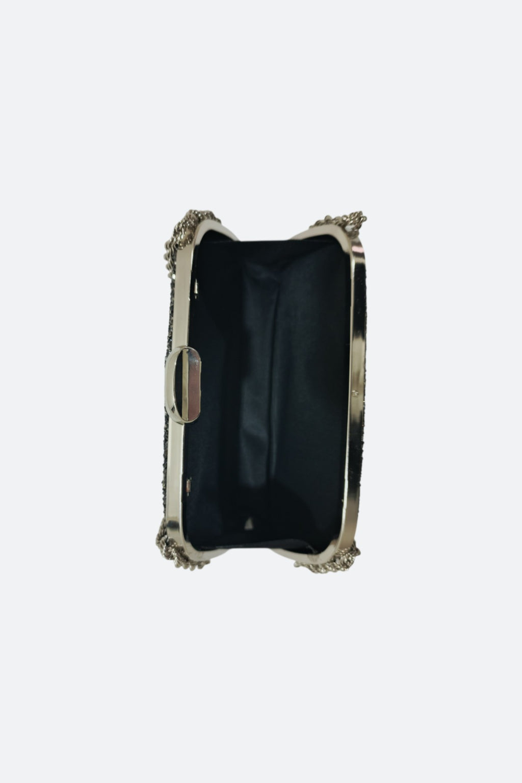 Crystal-Embellished Evening Bag with Chain Strap