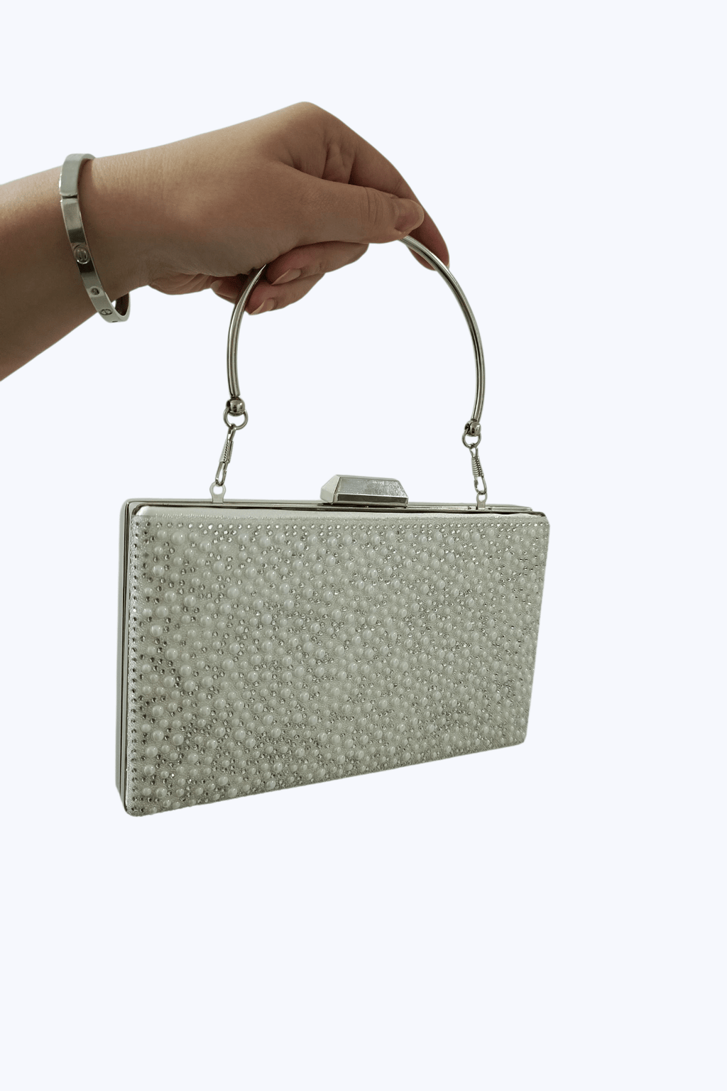 Mother of Pearl & Crystal Embellished Evening Clutch