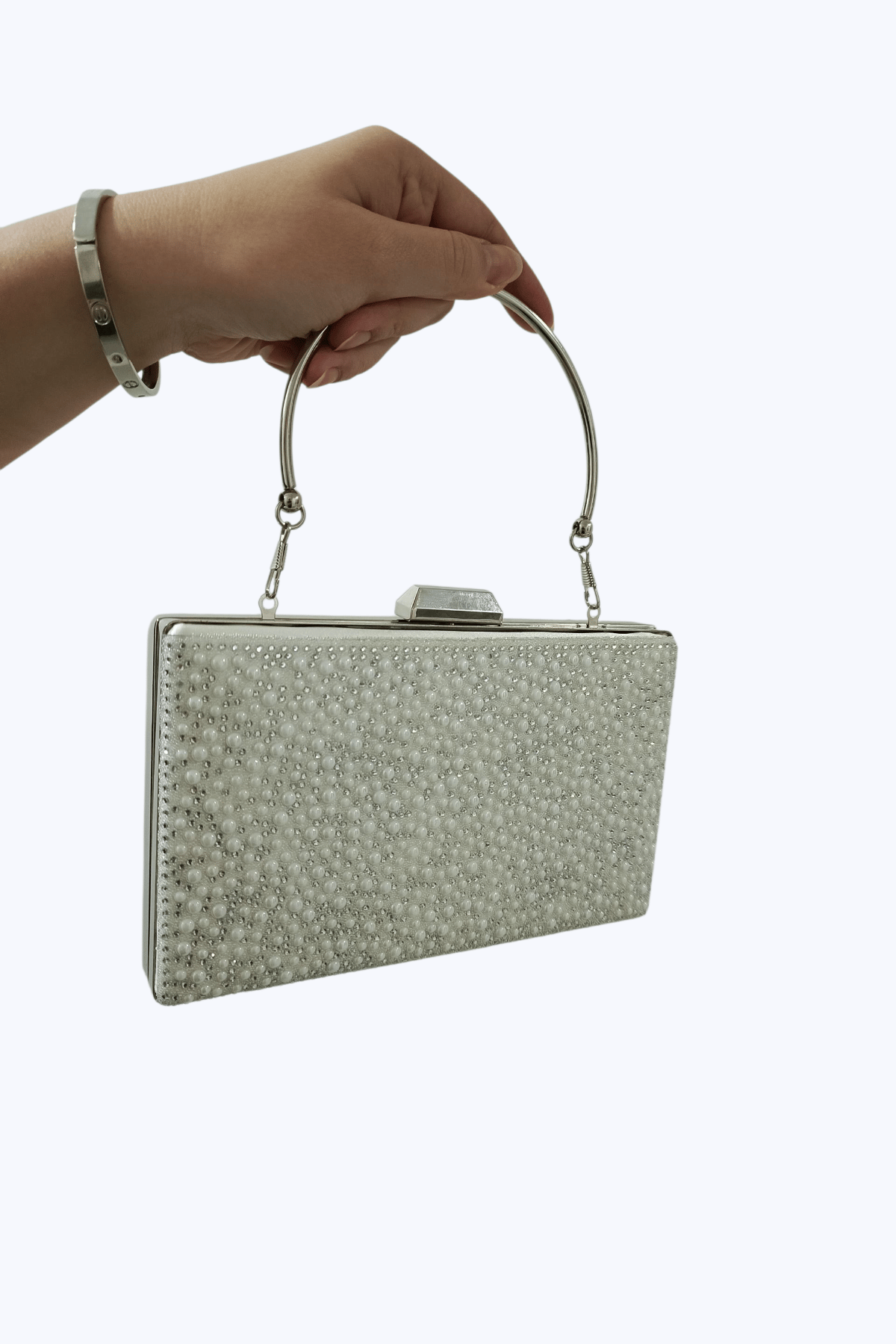 Mother of Pearl & Crystal Embellished Evening Clutch