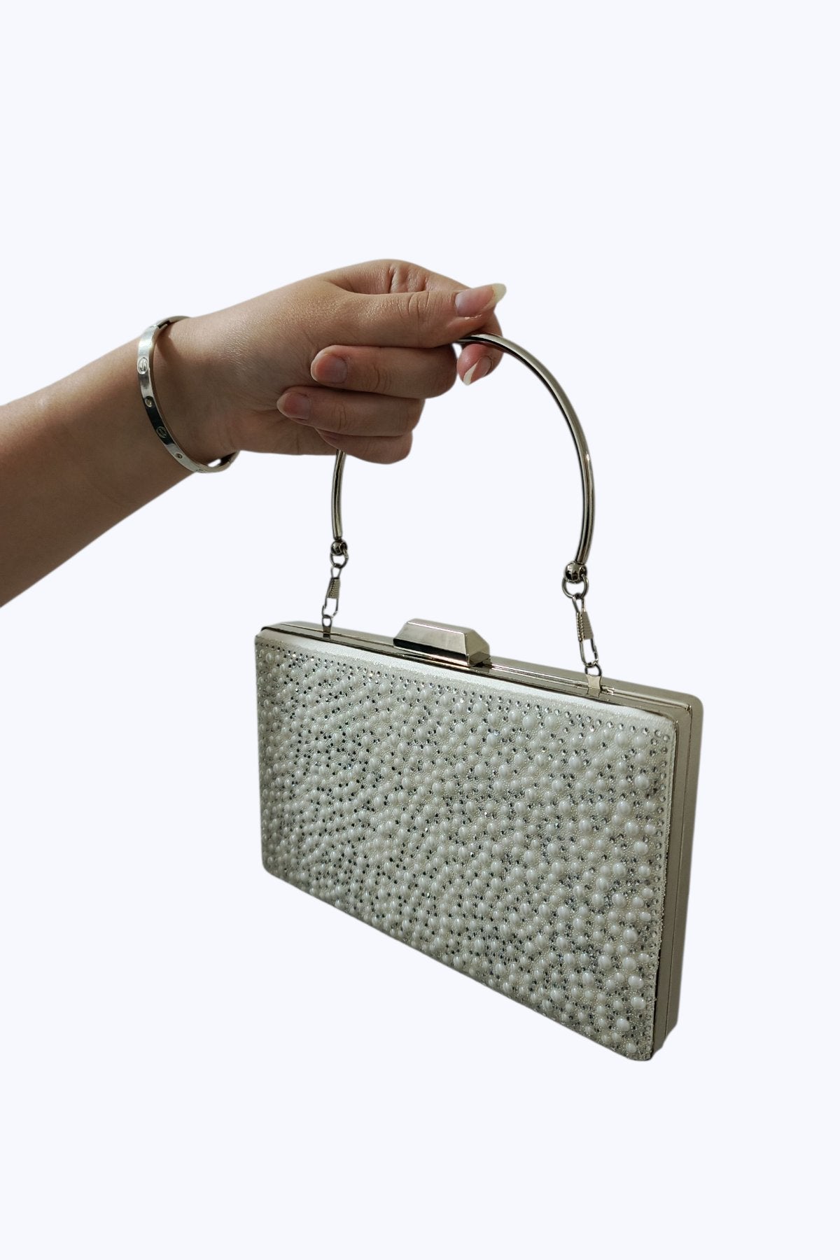 Mother of Pearl & Crystal Embellished Evening Clutch