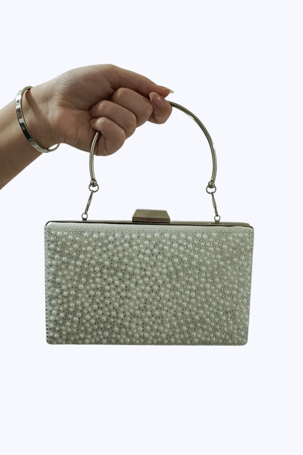 Mother of Pearl & Crystal Embellished Evening Clutch