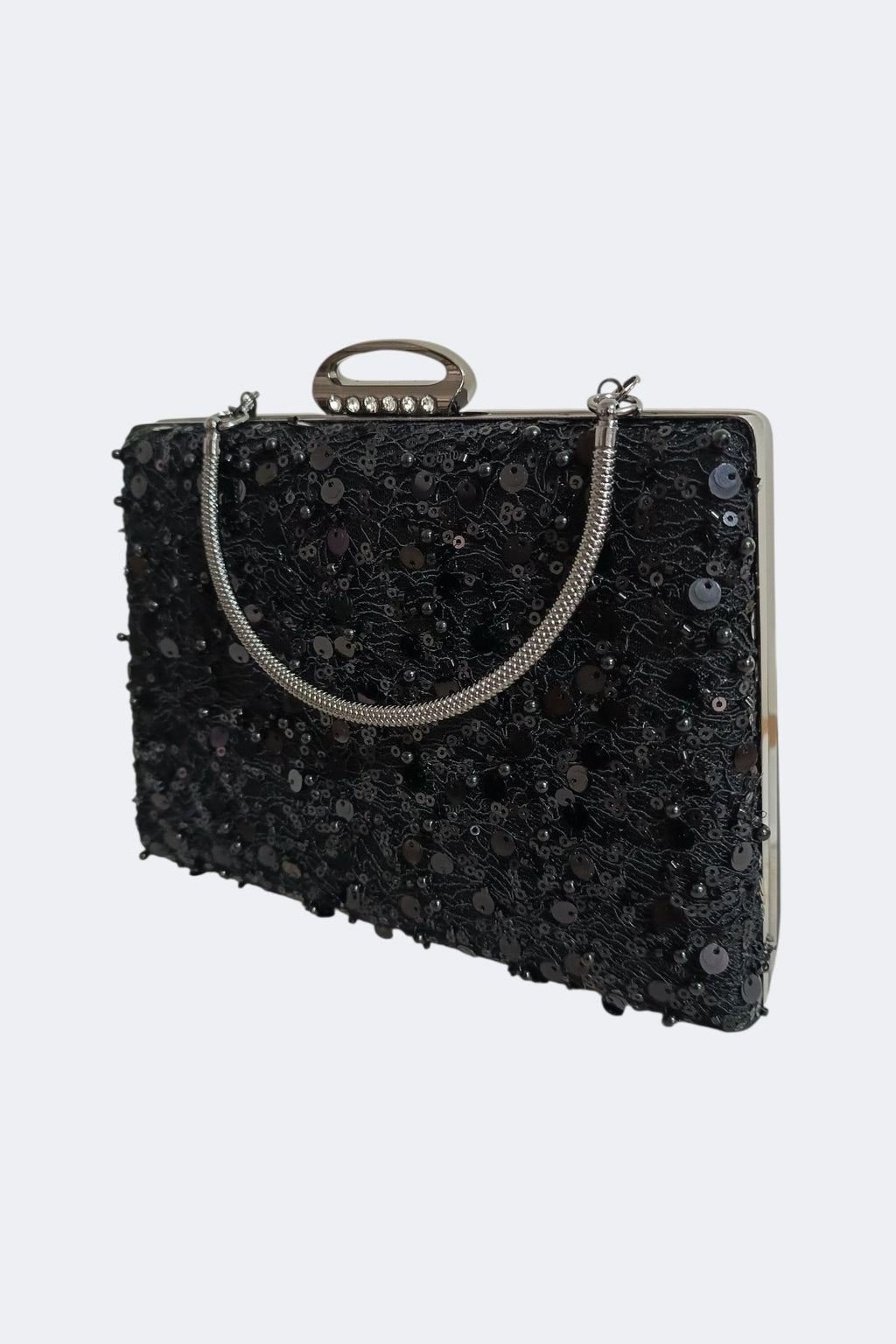 Black Sequined Evening Clutch