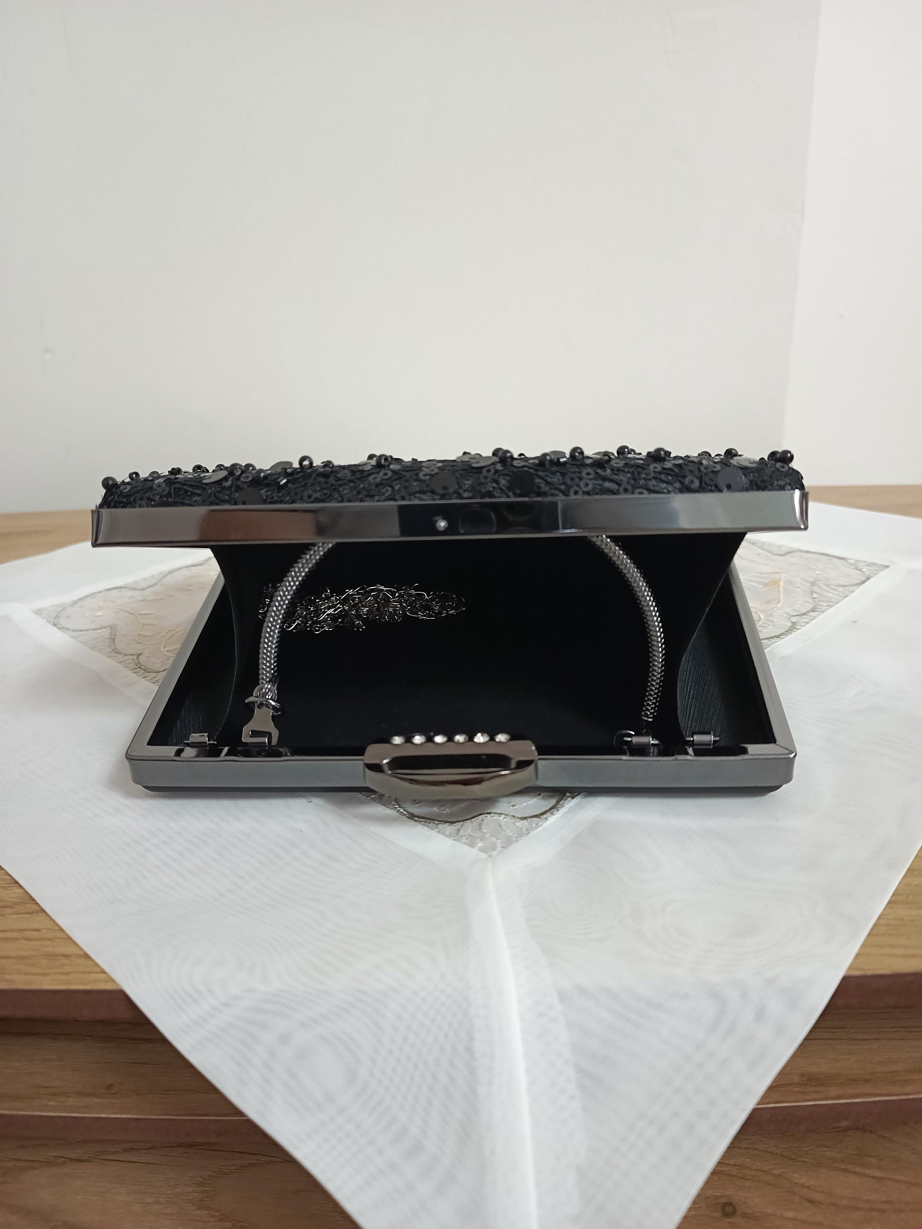 Black Sequined Evening Clutch